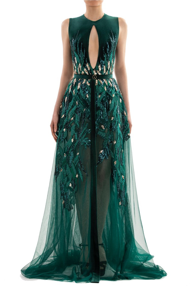 Saiid Kobeisy Velvet Embroidered Dress