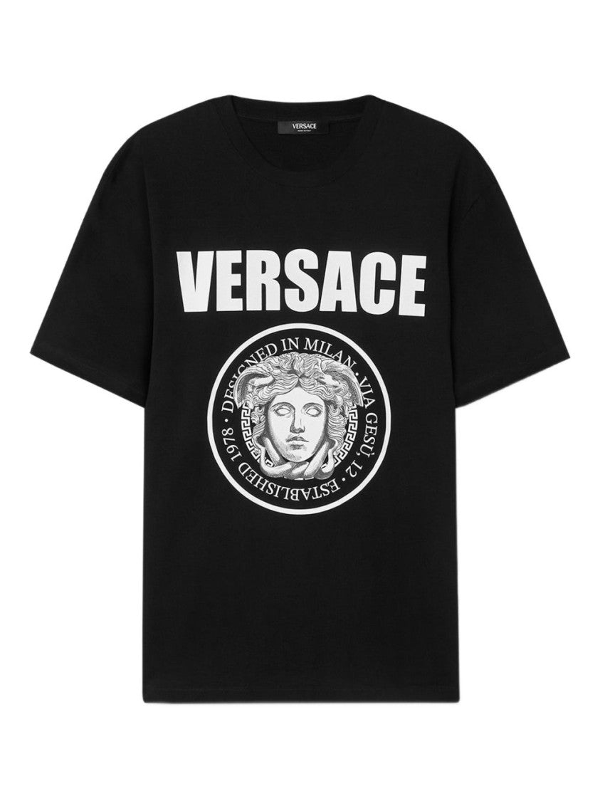 Versace Black T-Shirt With Bold Logo Print