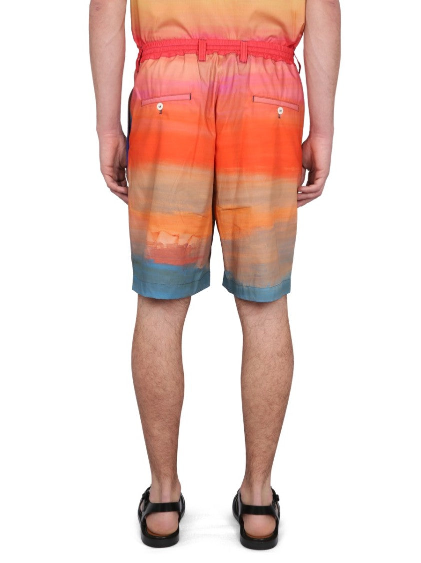 Marni Knee-Length Cotton Bermuda Shorts With Gradient Design
