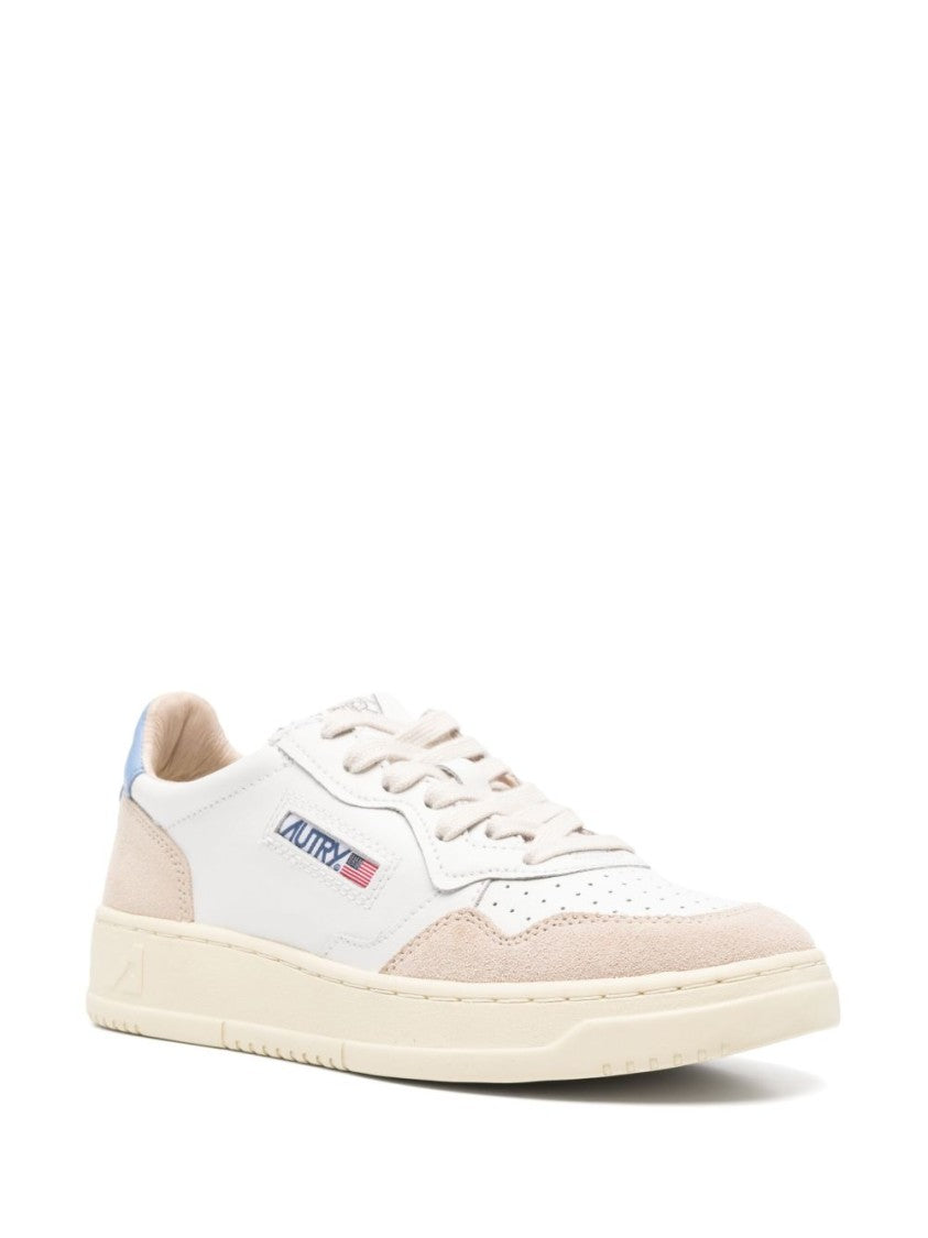Autry Perforated White Sneakers With Lace-Up Fastening