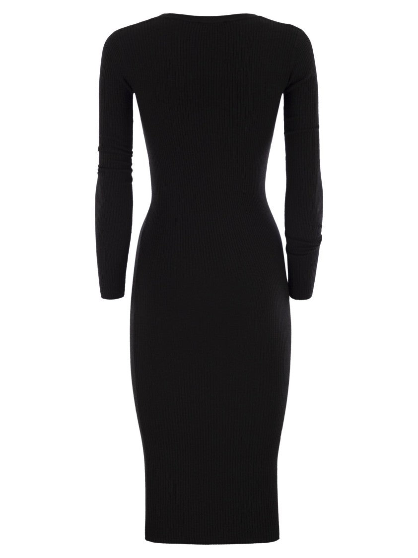 Elisabetta Franchi Ribbed Knit Dress With Pocket