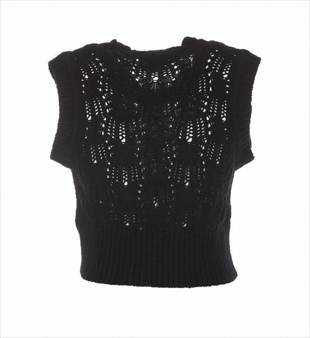 Vivienne Westwood Cropped Black Vest With Open-Knit Design