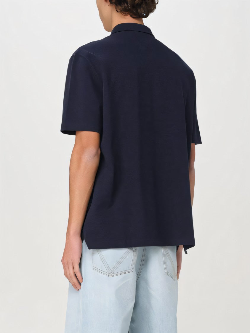 Bottega Veneta Black Cotton Polo Shirt With Classic Design