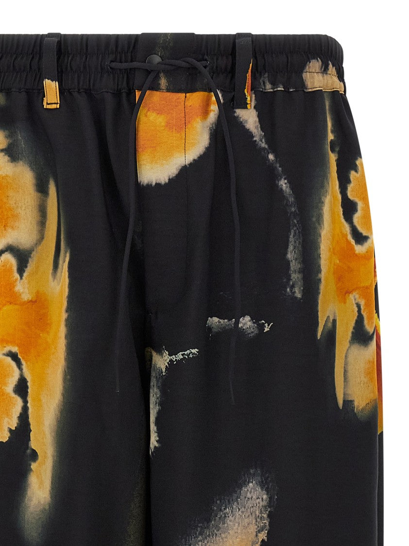 Y-3 Technical Fabric Trousers With Striking Print And Adjustable Features
