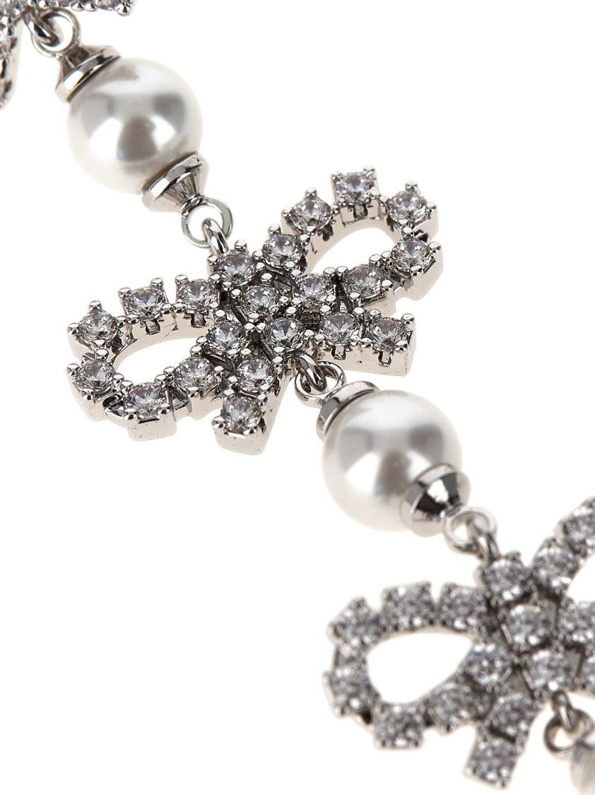 Self-Portrait 'Micro Bow Pearl Tiered' Earrings