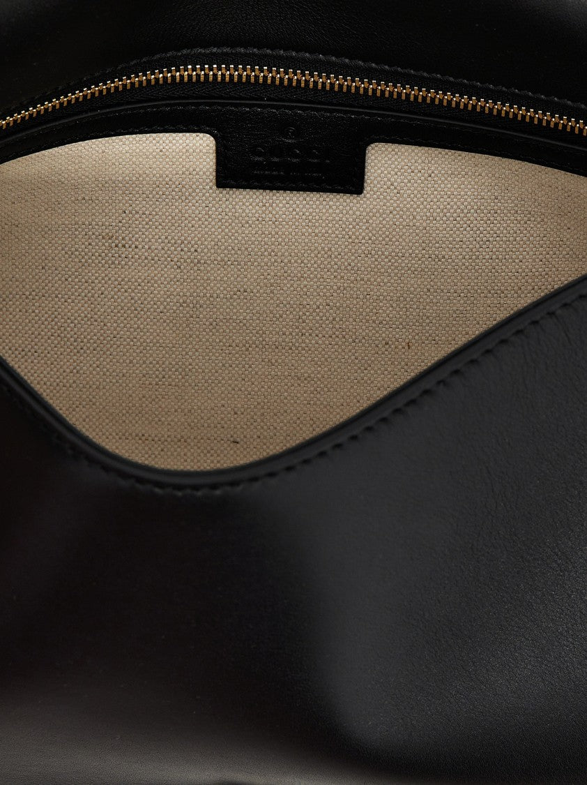 Gucci Medium Leather Handbag With Maxi Metal Gg Logo