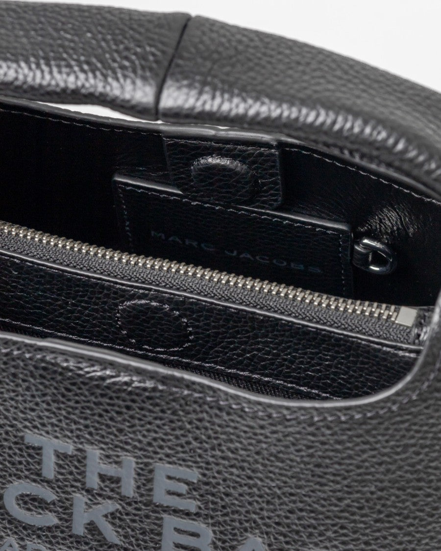Marc Jacobs Semi-Circular Black Leather Shoulder Bag With Embossed Branding