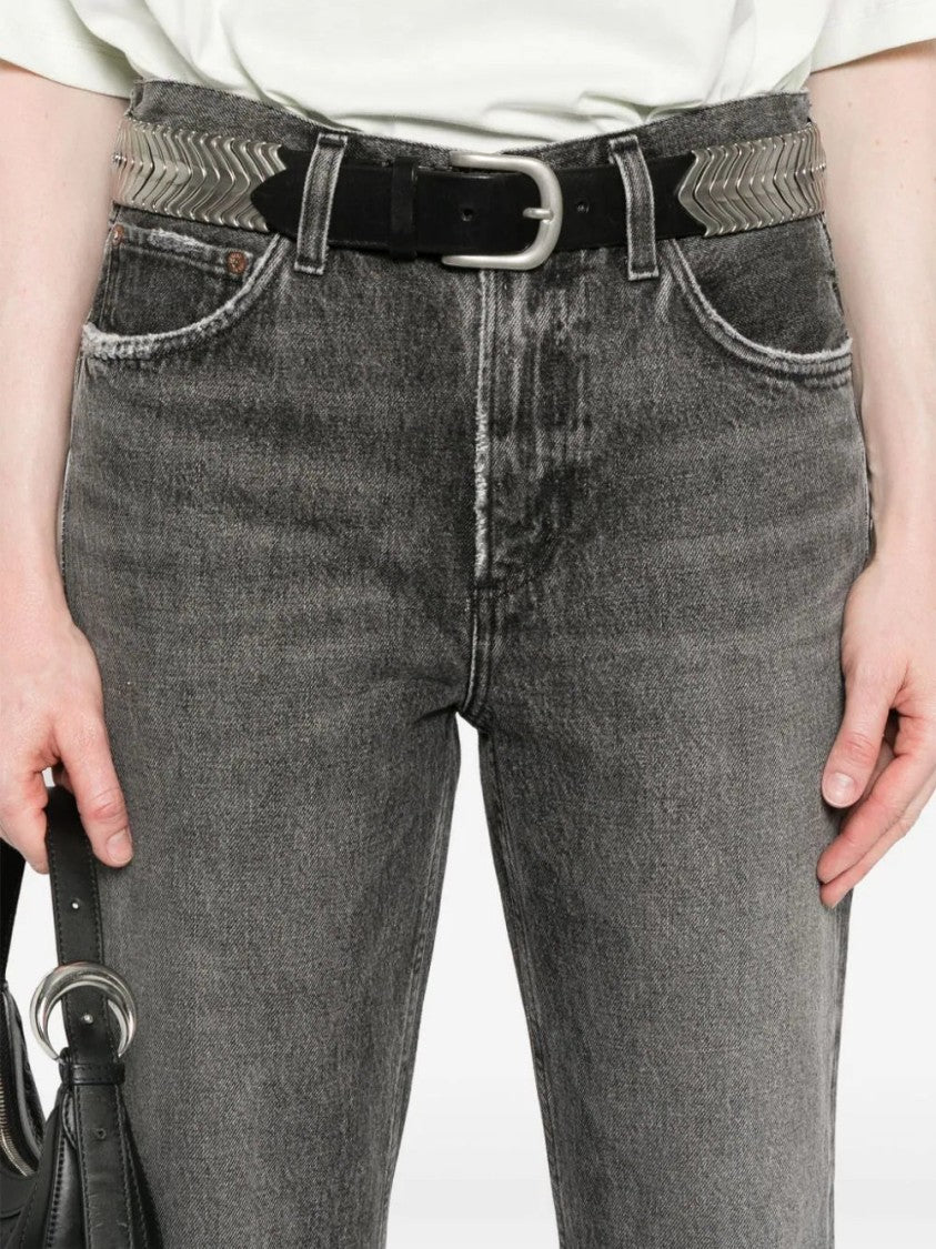 Agolde Valen Mid-Rise Slim Cut Black Jeans