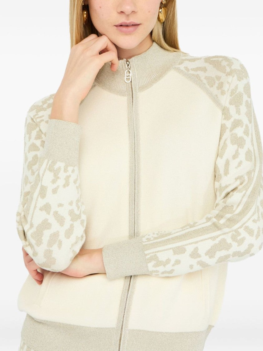 Liu Jo Bianco E Oro High Collar Sweater
