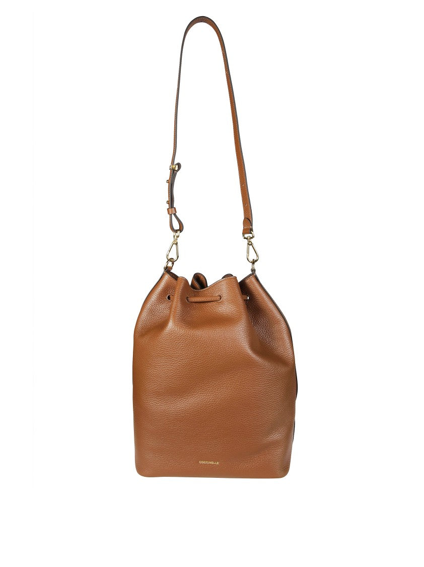 Coccinelle Bucket-Style Leather Backpack With Drawstring Closure