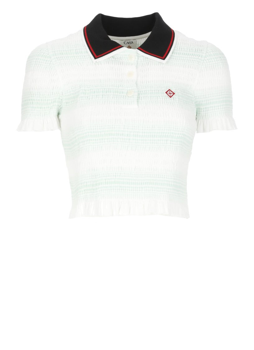 Casablanca Short-Sleeved Cotton Sweater With Contrasting Details