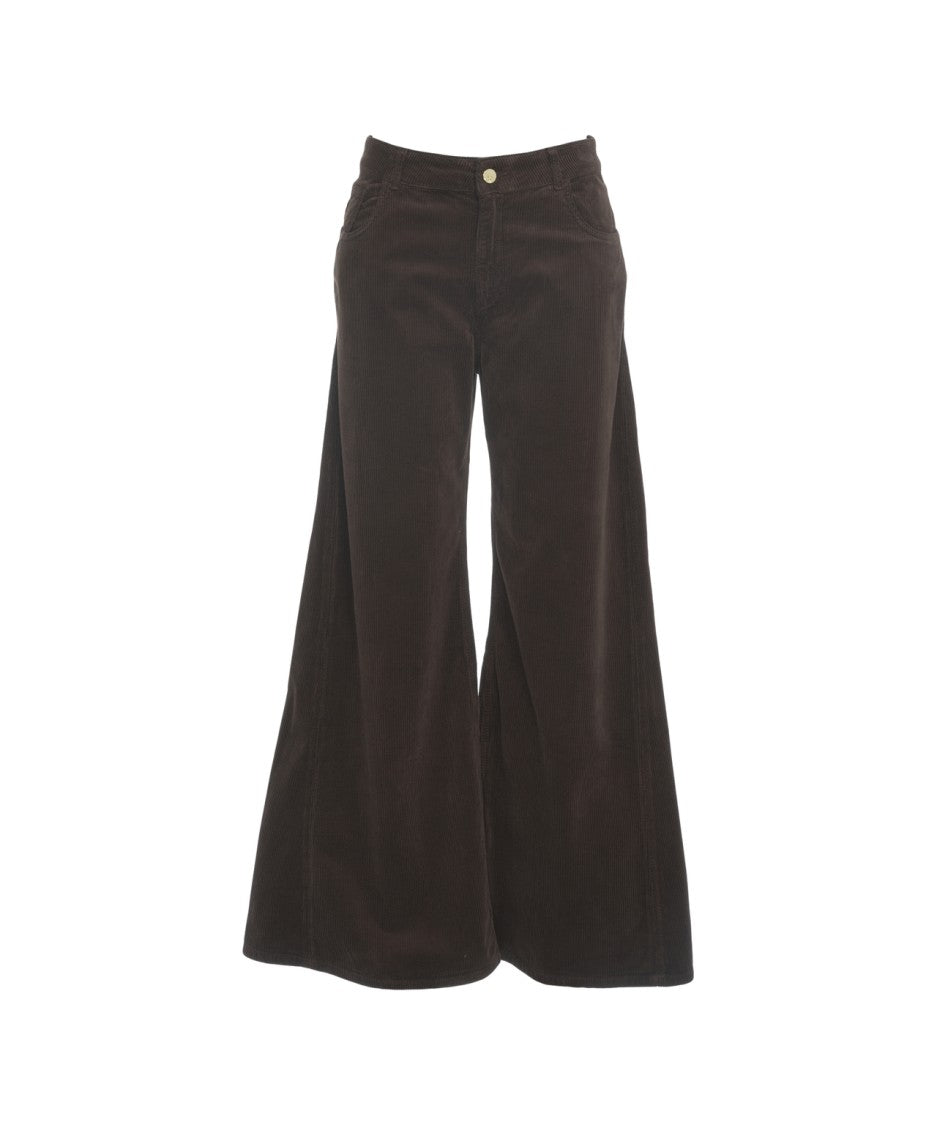 Kaos High-Waist Wide-Leg Trousers In Soft Corduroy