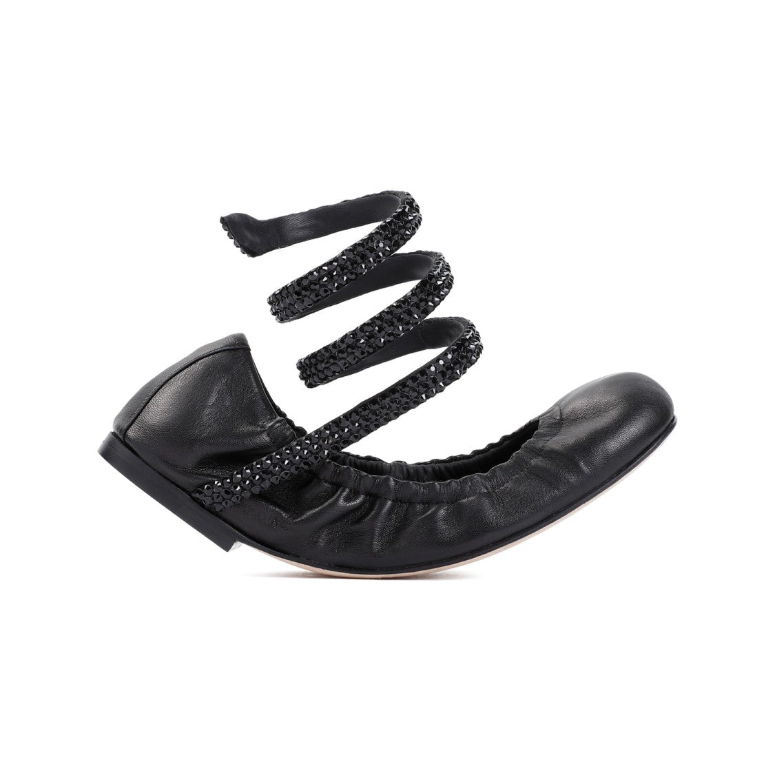 René Caovilla Black Lamb Leather Ballerinas