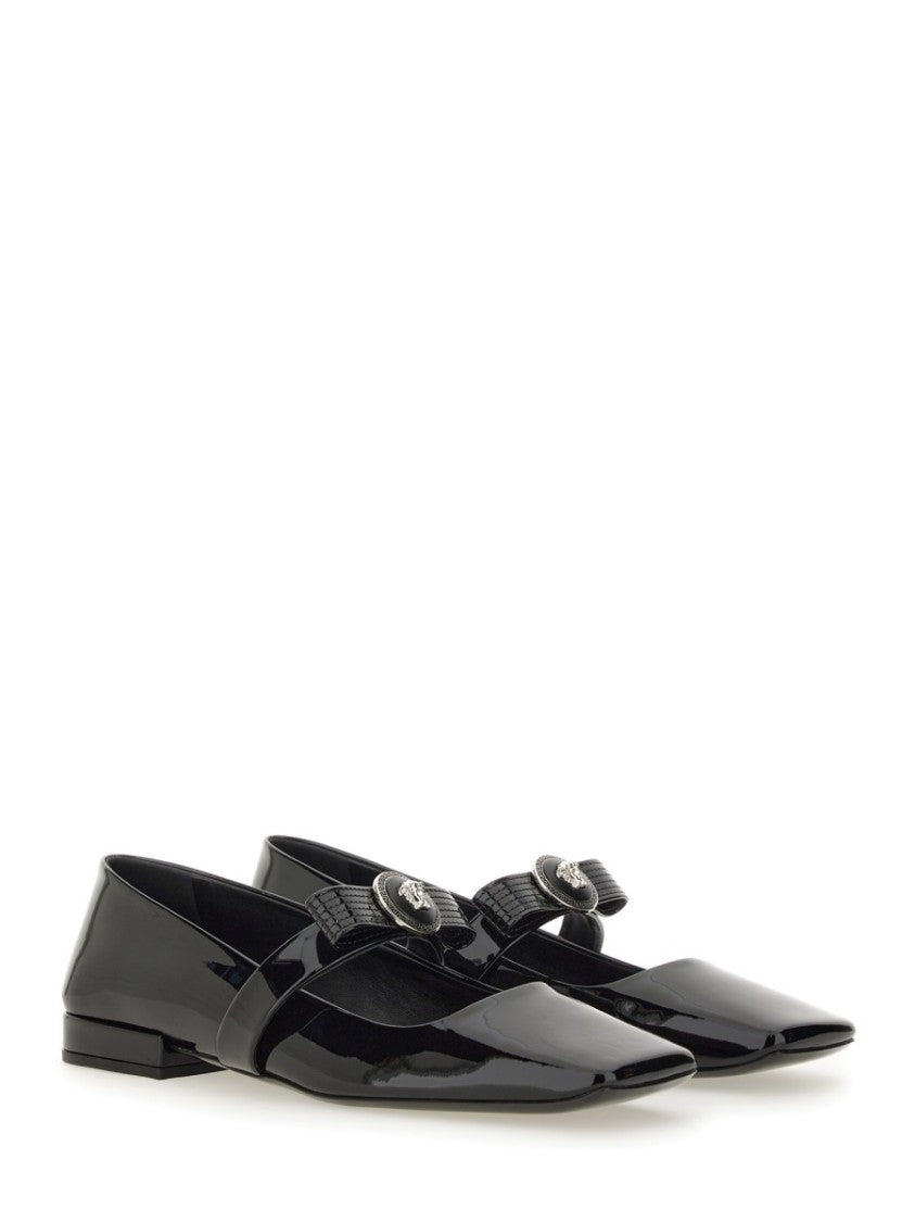 Versace Patent Leather Ballerina "Gianni Ribbon"