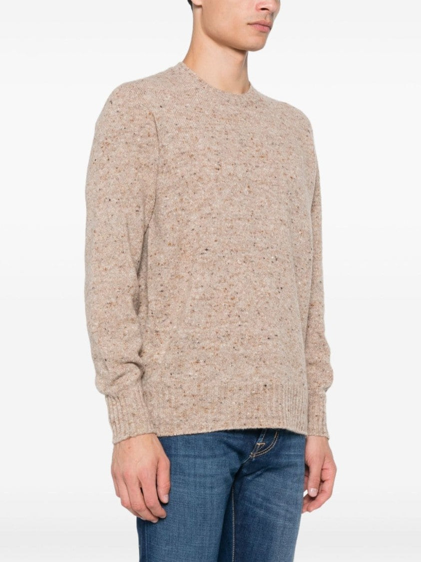 Drumohr Sand Beige Long Sleeve Crew Neck Sweater