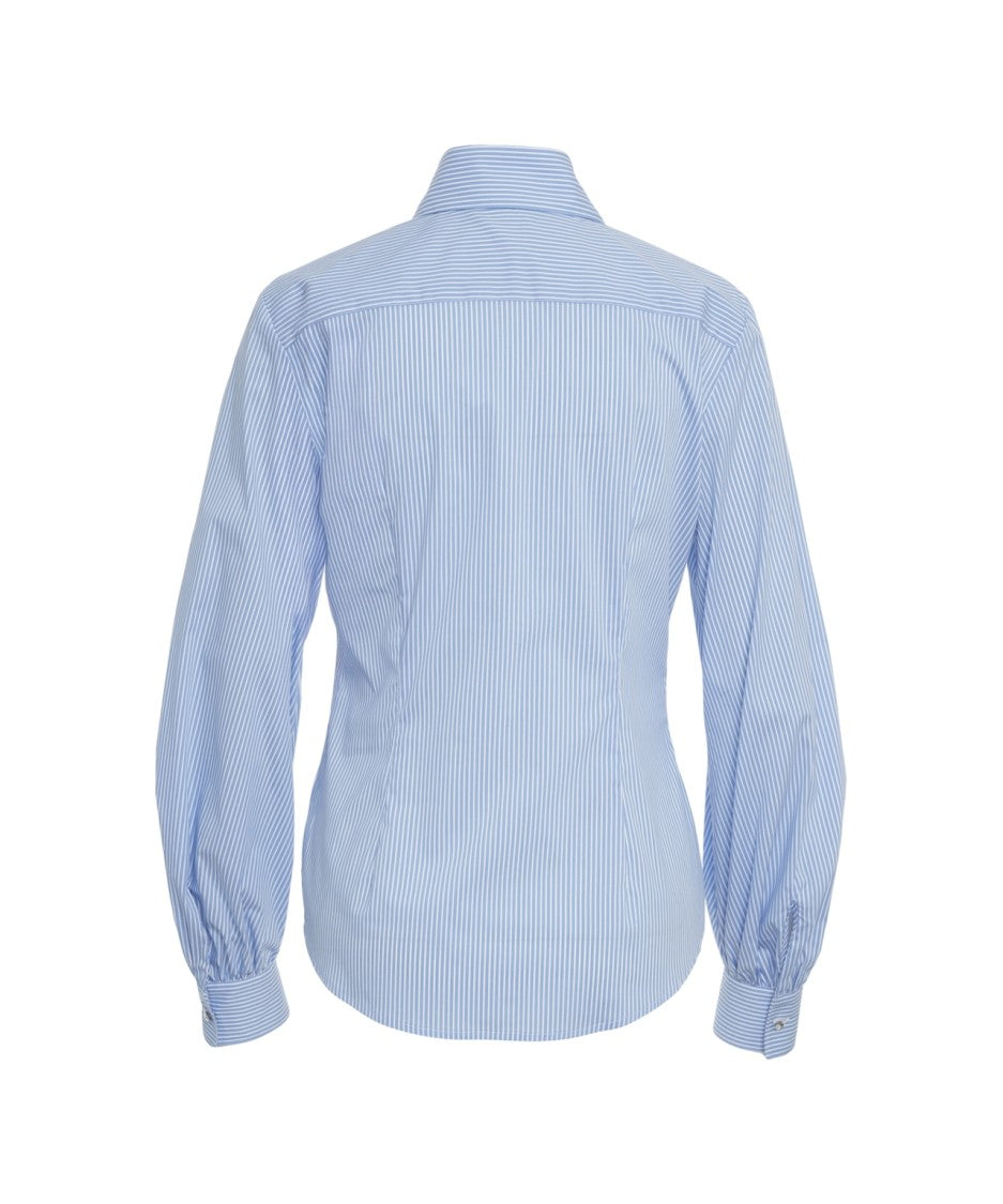Himon's Fitted Striped Blouse With Collar