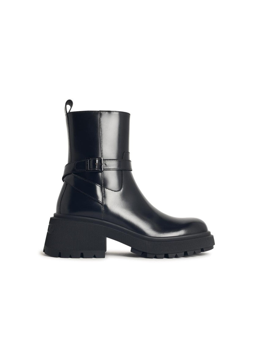 Jimmy Choo Conny Flat' Black Leather Ankle Boots