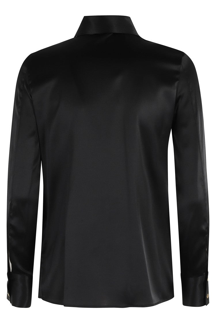 Elisabetta Franchi Satin-Finish Long-Sleeve Shirt With Classic Collar