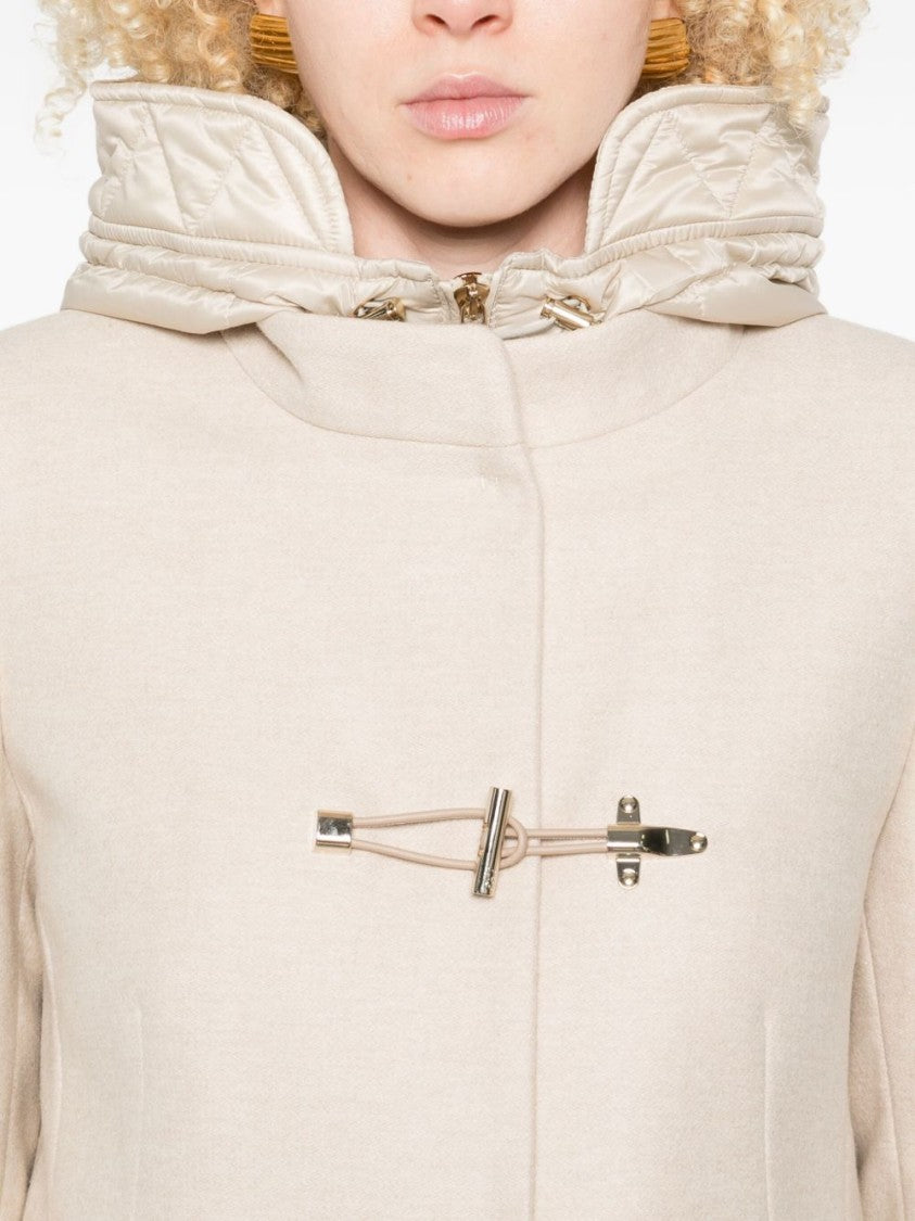 Fay Mid-Length Wool Blend Coat With Detachable Hood