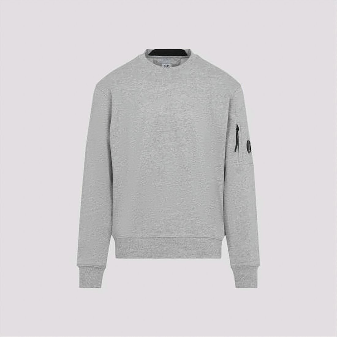 C.P. Company Heather Grey Long-Sleeve Crewneck Sweatshirt With Functional Details