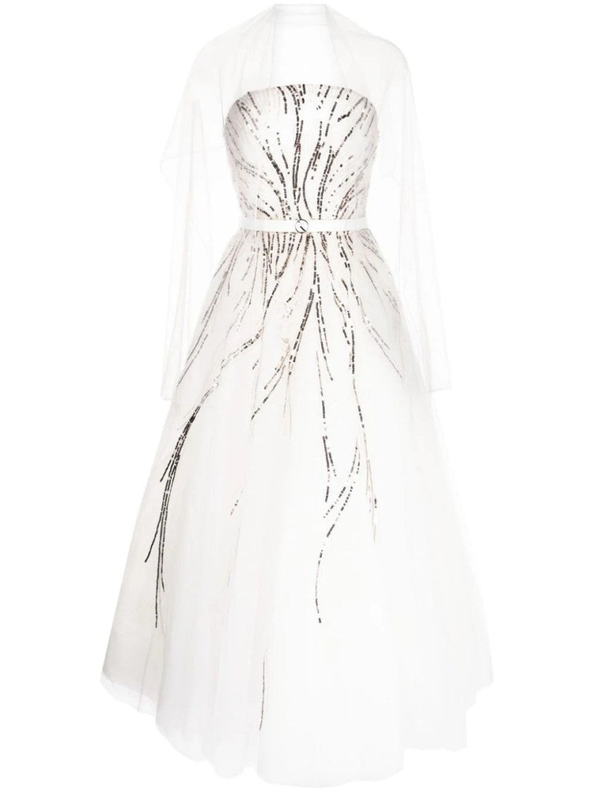 Saiid Kobeisy Midi Beaded Tulle Dress