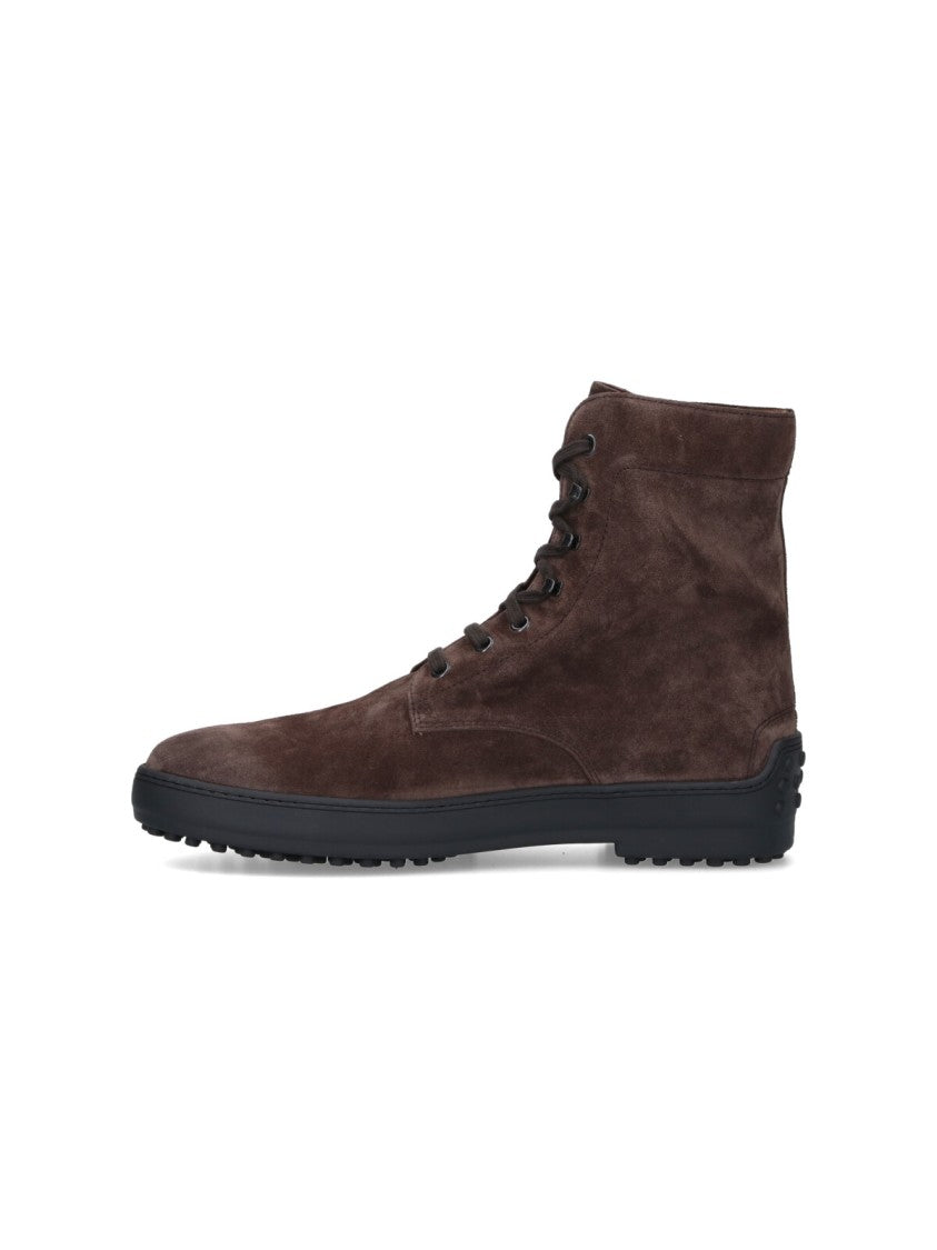 Tod's Brown Suede Ankle Boots With Round Toe