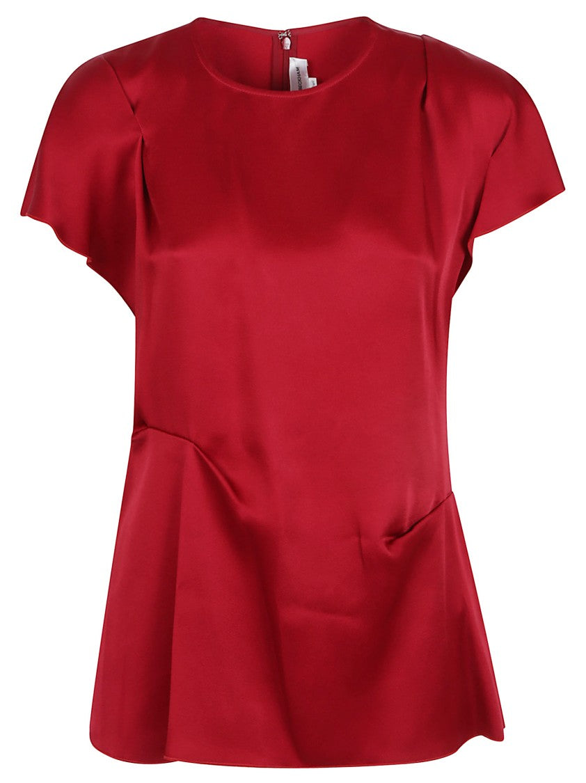 Victoria Beckham Draped Pleat Detail Top With Puff Sleeves