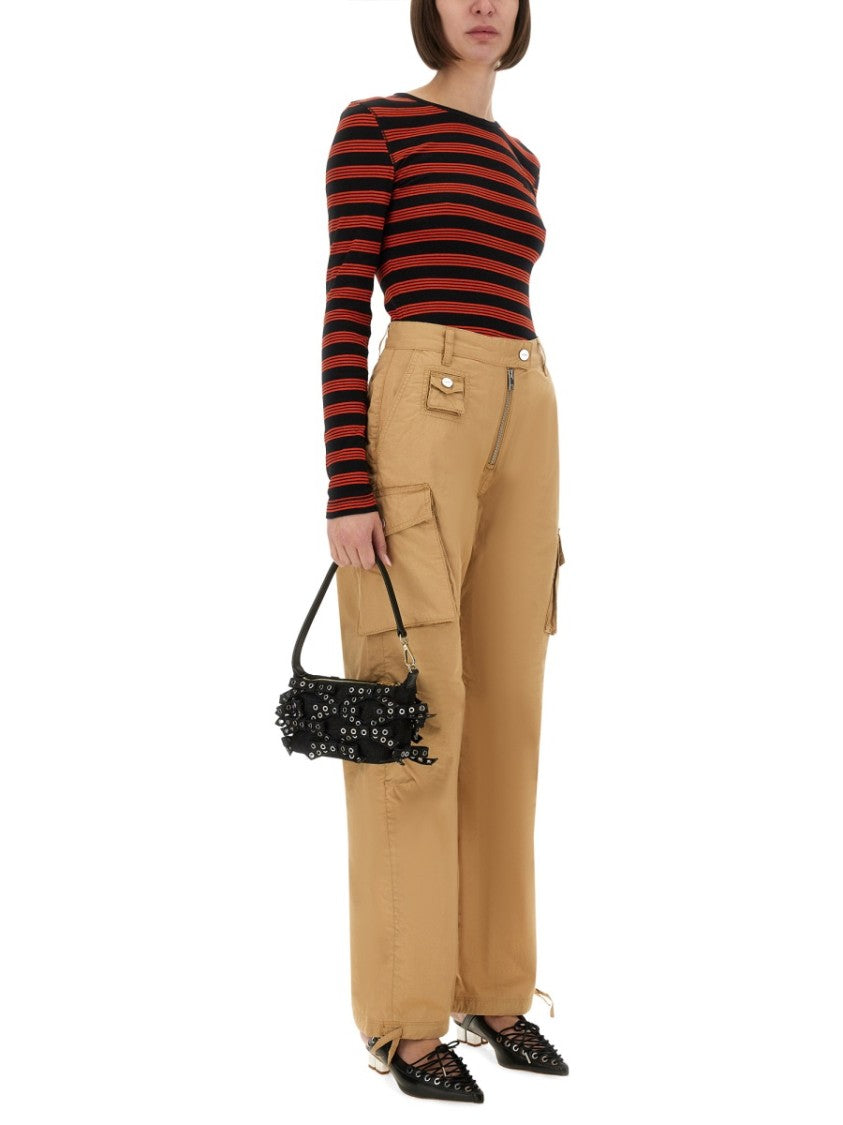 Ganni Fitted Long-Sleeved T-Shirt With Bold Striped Pattern