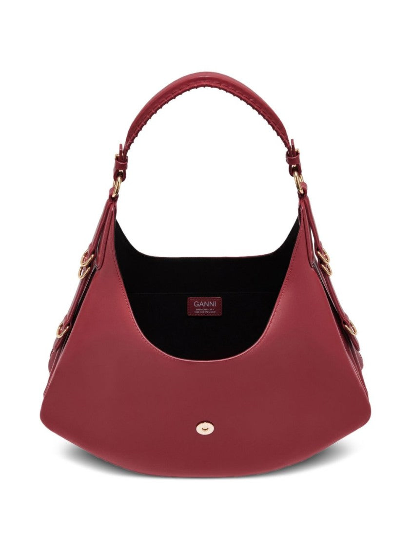 Ganni Crescent-Shaped Shoulder Bag With Braided Handle
