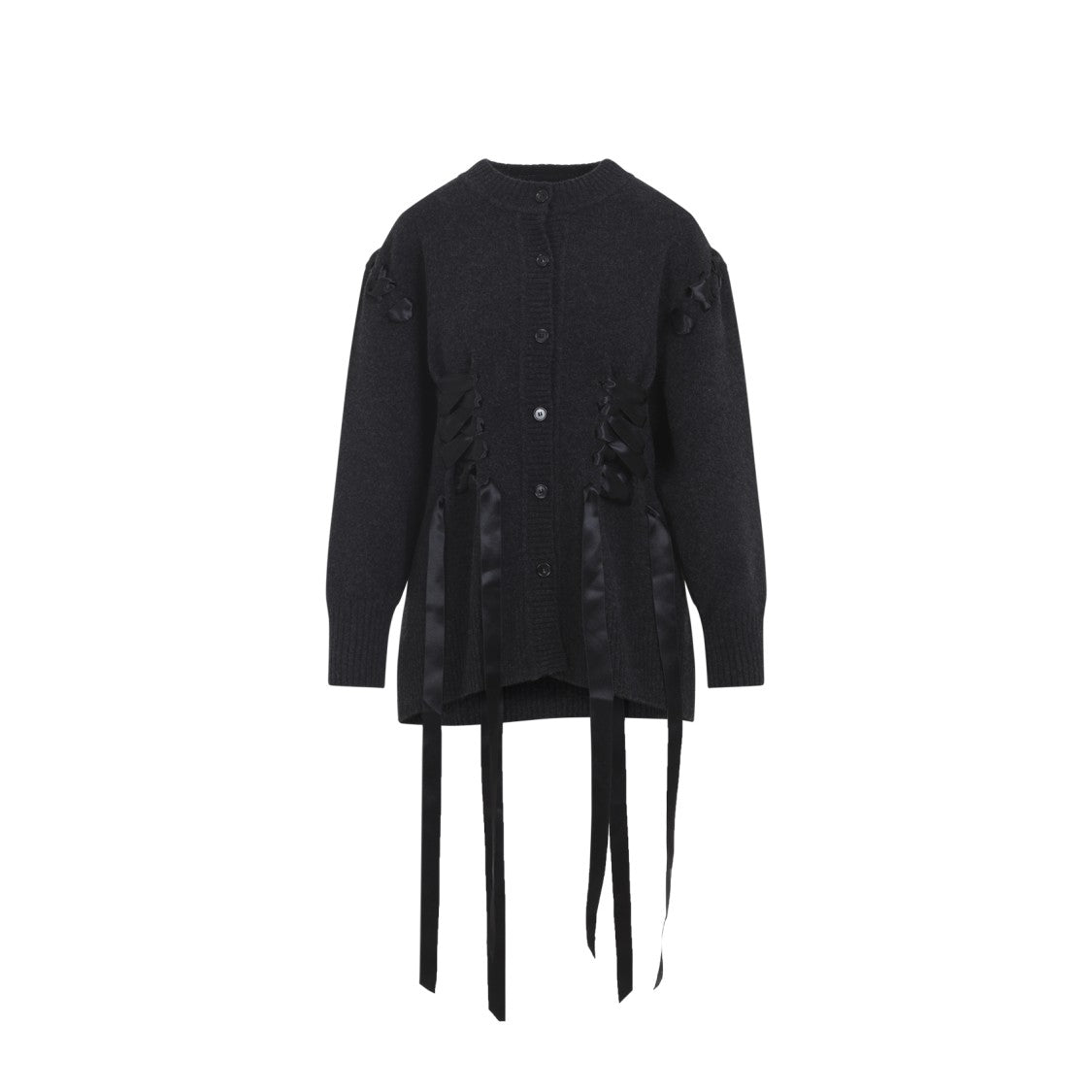 Simone Rocha Knit Cardigan With Corset-Style Satin Ribbon Details