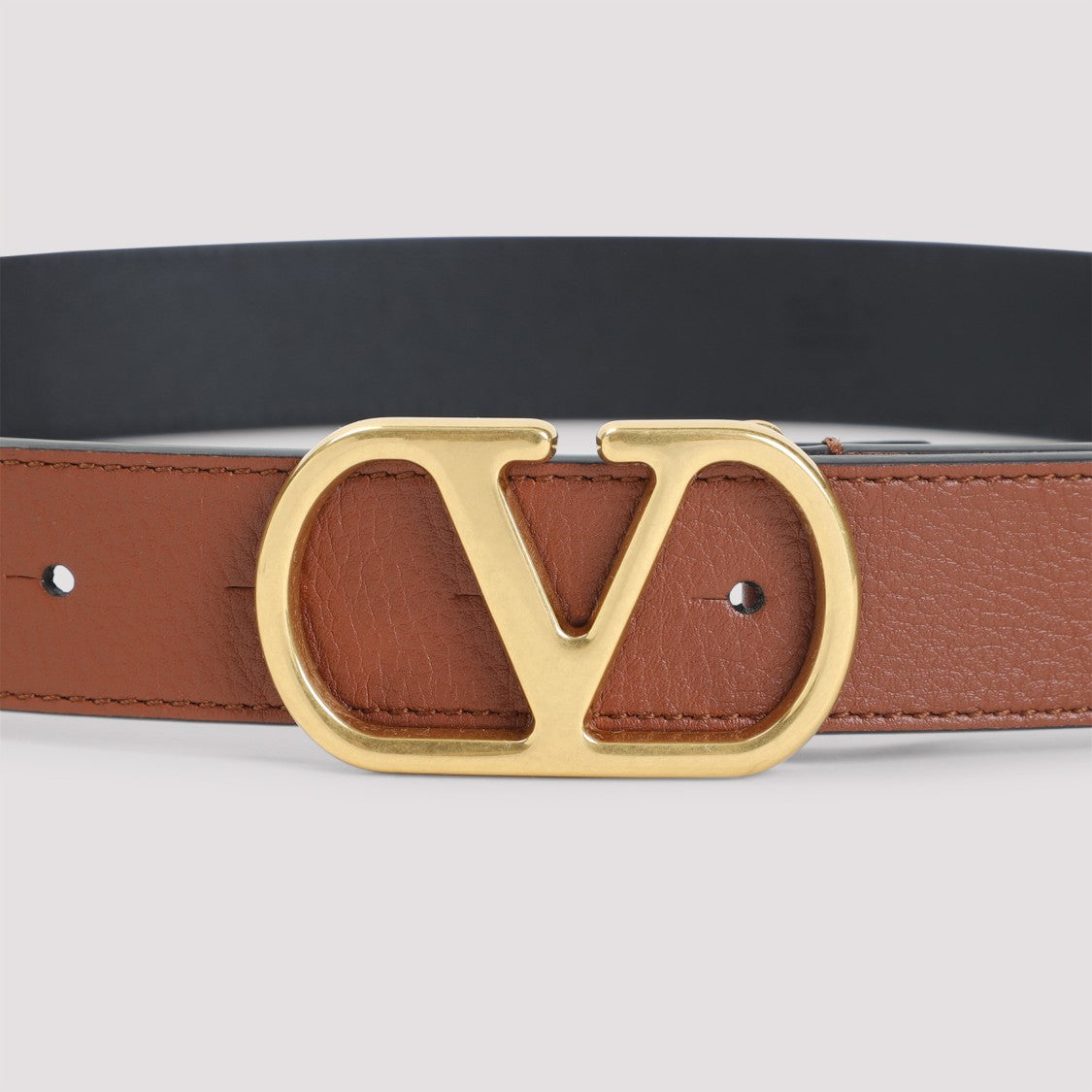 Valentino Garavani Vlogo 30 Brown Leather Belt