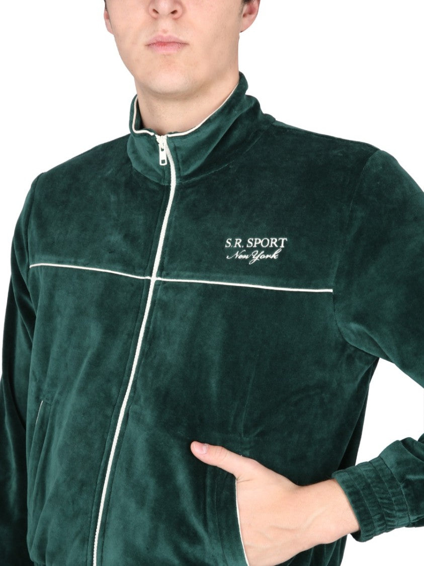 Sporty And Rich Full-Zip Sweatshirt With Plush Texture