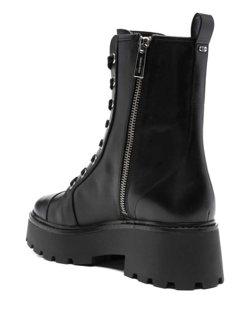 Michael Kors Lace-Up Calfskin Ankle Boots With Lug Sole