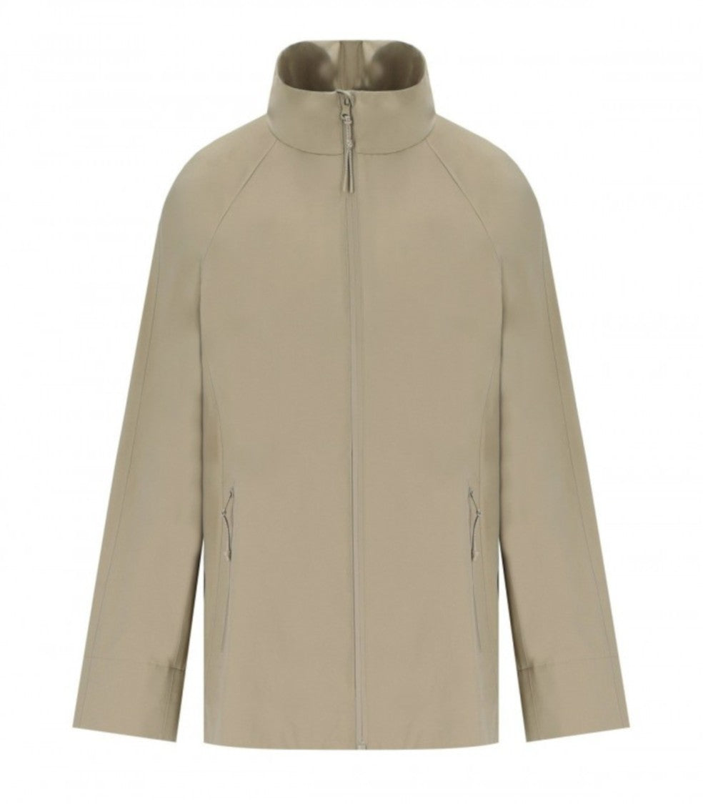 Max Mara Beige Minimalist Jacket With High Collar