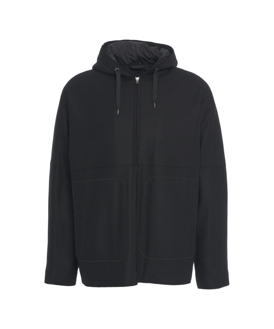 Herno Full Zip Jacket With Adjustable Hood And Structured Fabric