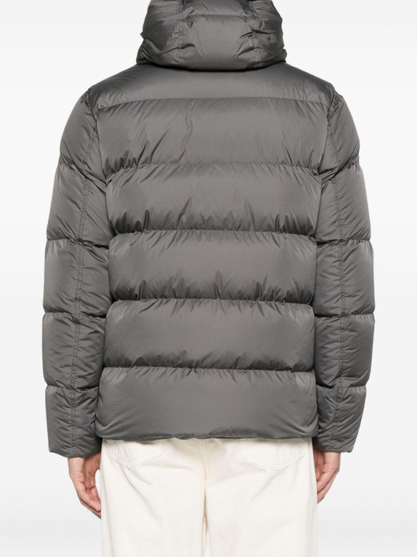 Herno Gray Puffer Jacket With High Collar