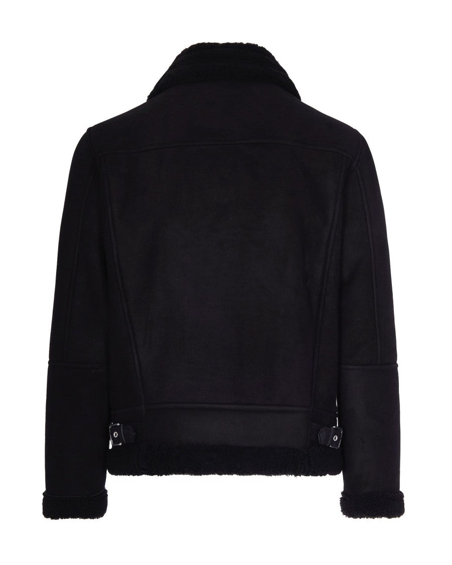 D-Four Aviator-Style Jacket In Genuine Suede With Shearling Trim