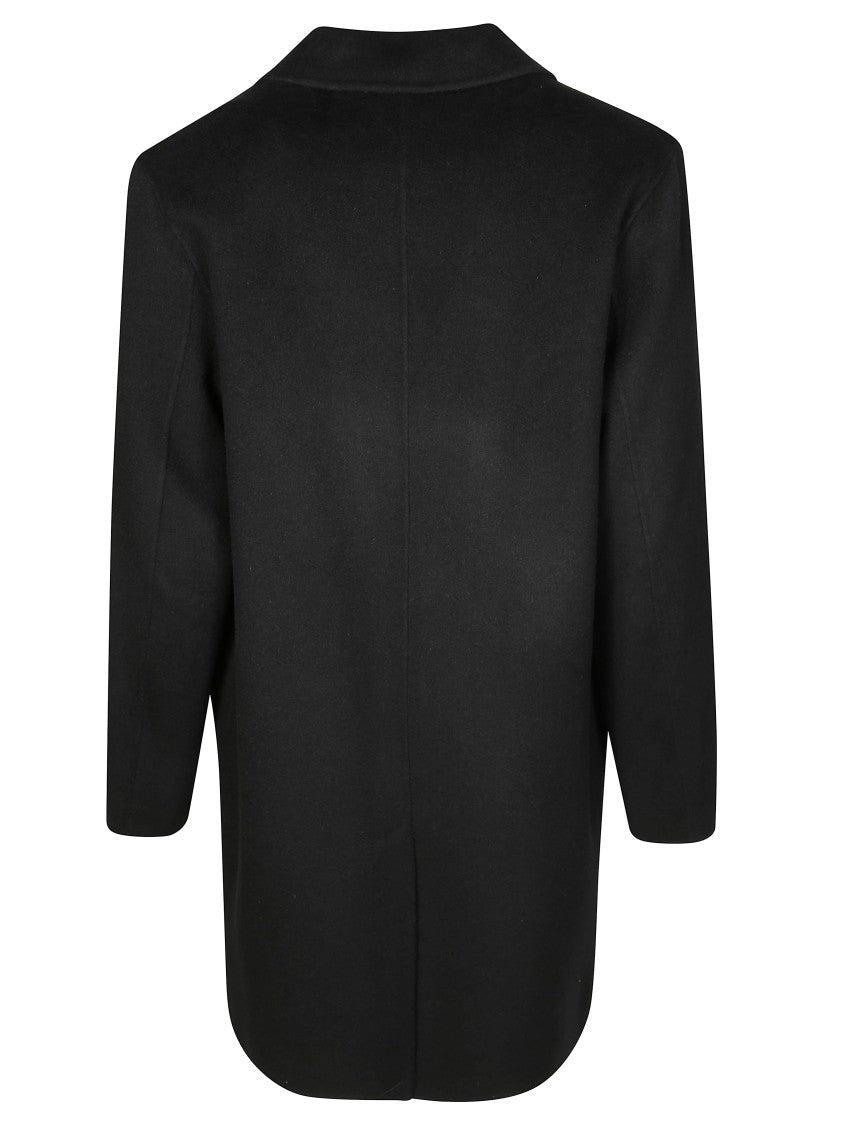 Amaranto Tailored Black Overcoat With Notched Lapels