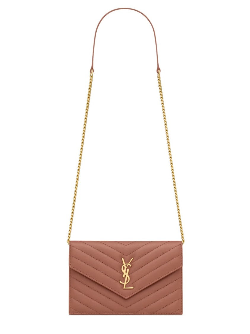 Saint Laurent "Envelope Cassandre" Wallet With Chain