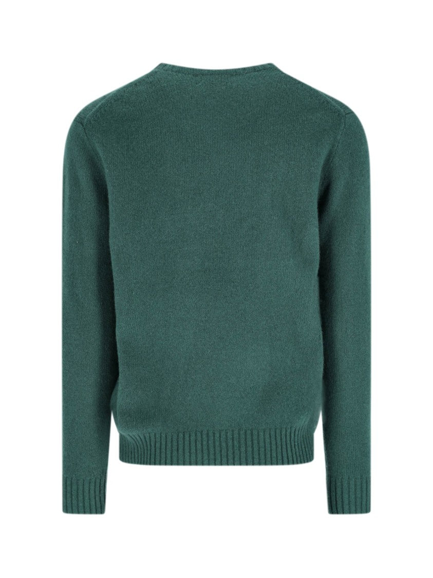 Polo Ralph Lauren Green Knit Sweater With Ribbed Details