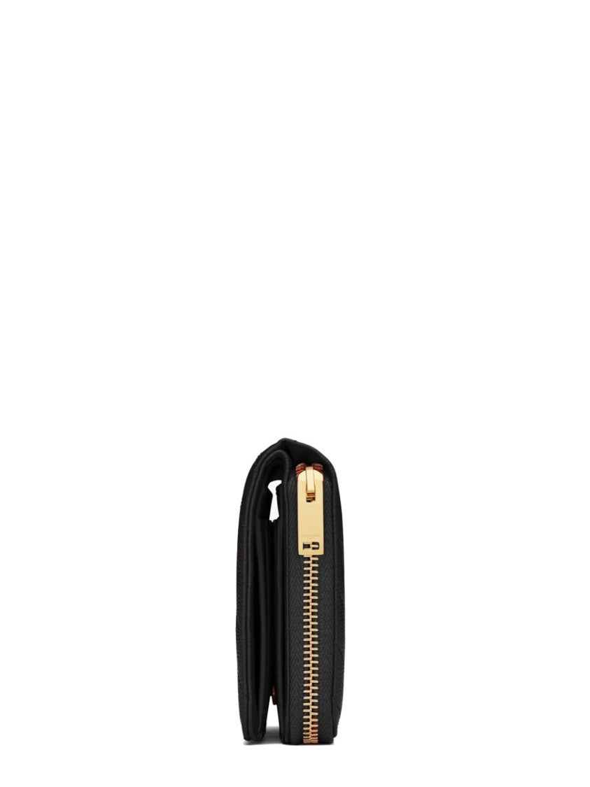 Saint Laurent Quilted Black Wallet With Gold-Tone Zipper