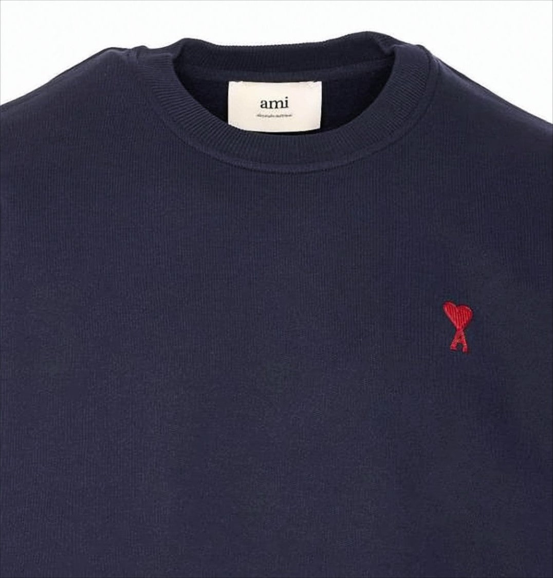 Ami Long-Sleeve Crewneck Sweatshirt With Embroidered Heart Detail