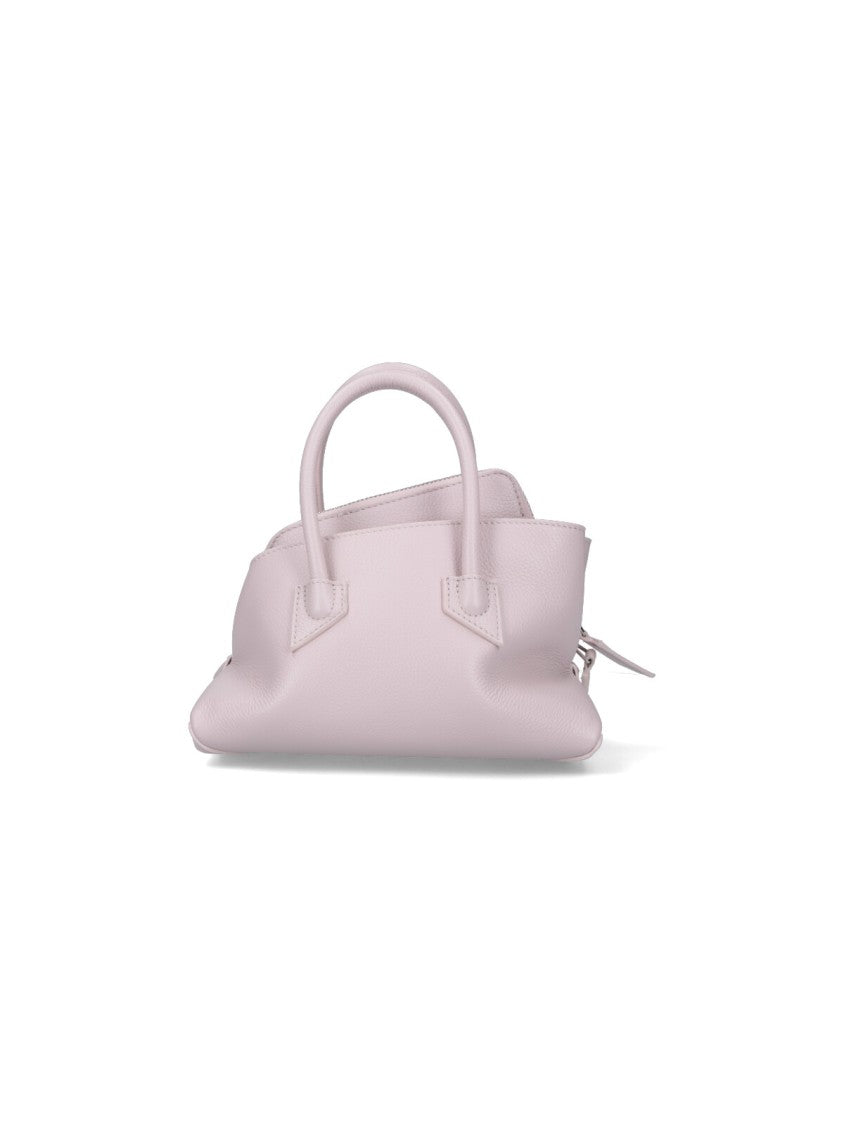 The Attico Mini Handbag In Pink Hammered Calf Leather