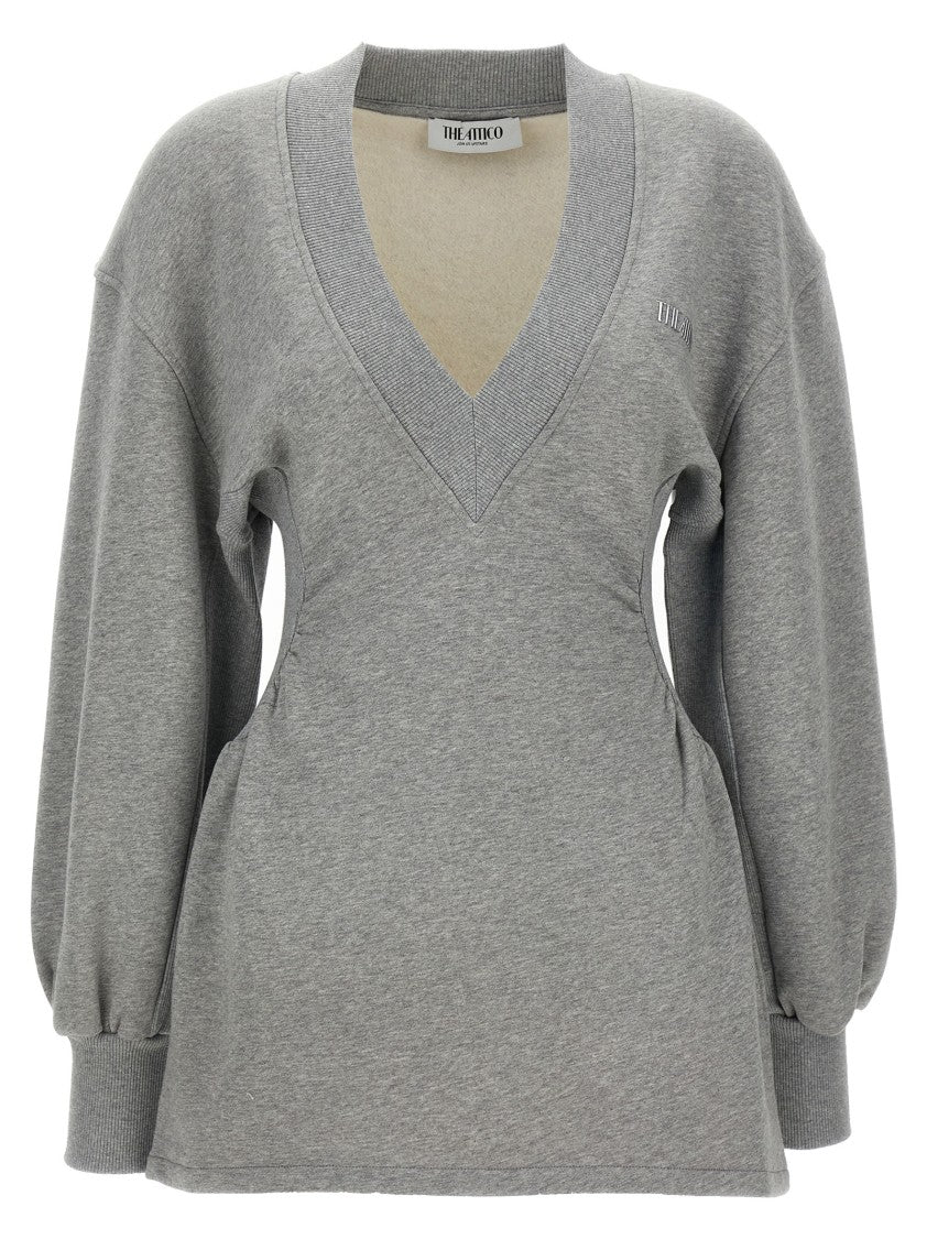 The Attico V-Neck Fleece Mini Dress