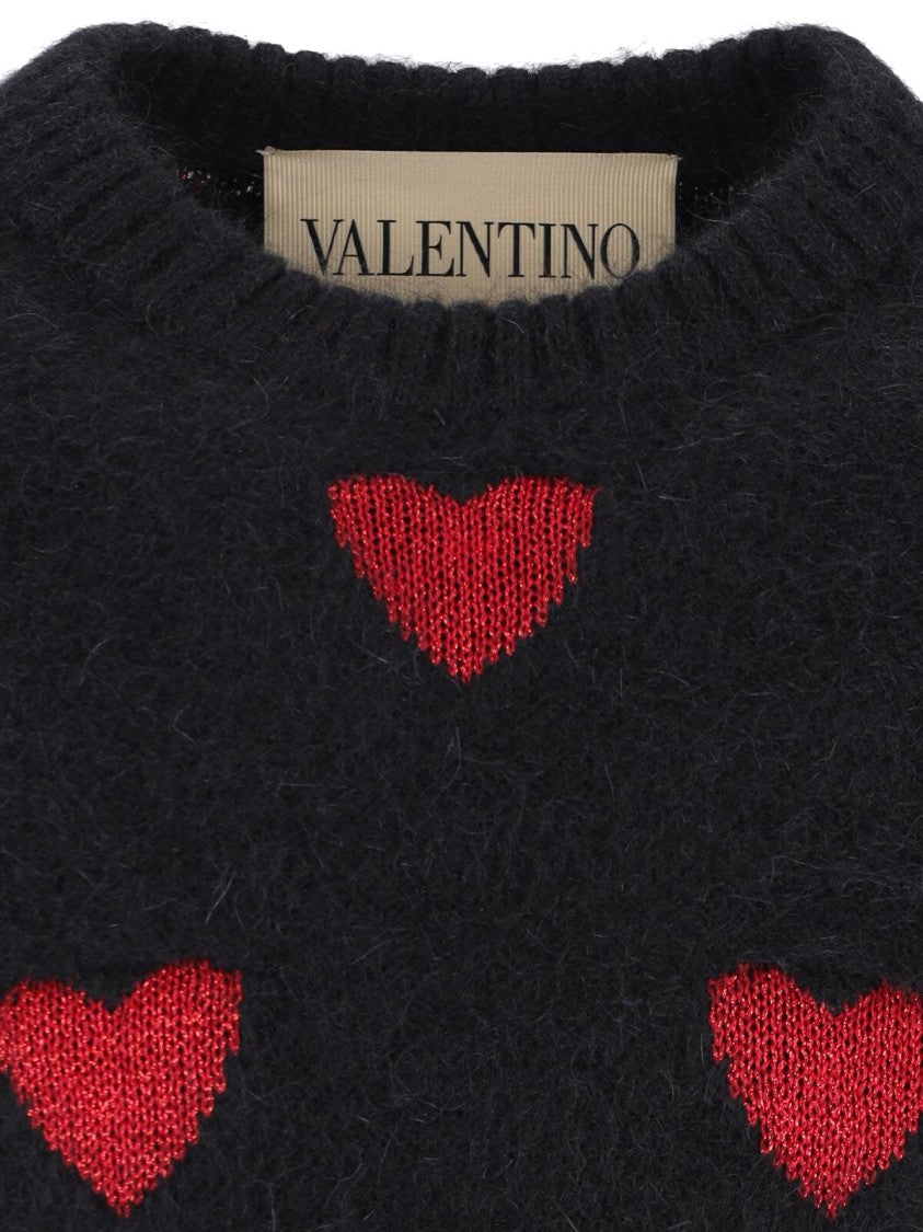 Valentino Heart Jacquard Sweater – Navy