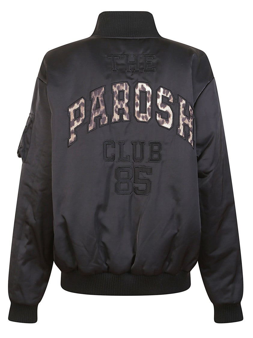 P.A.R.O.S.H. Reversible Leopard Print Bomber Jacket With Iconic Logo