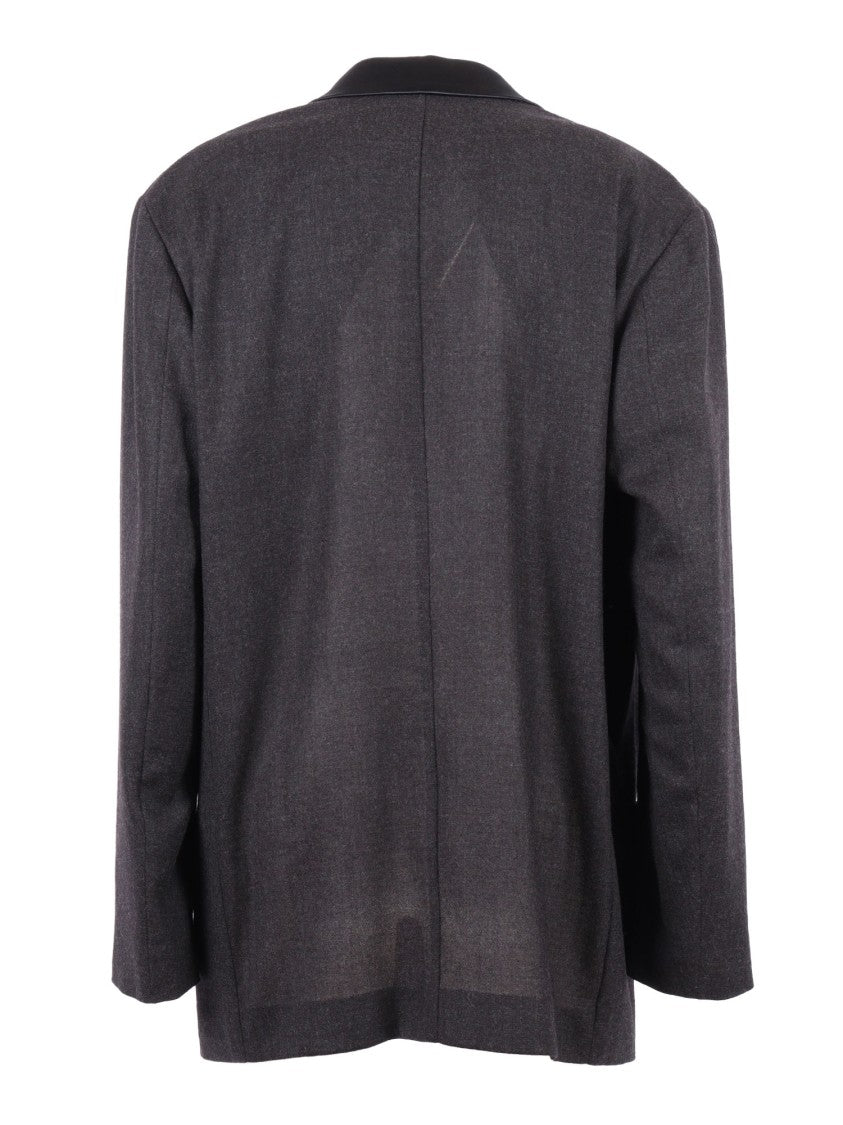 Alberta Ferretti Double-Breasted Virgin Wool Jacket With Satin Lapel