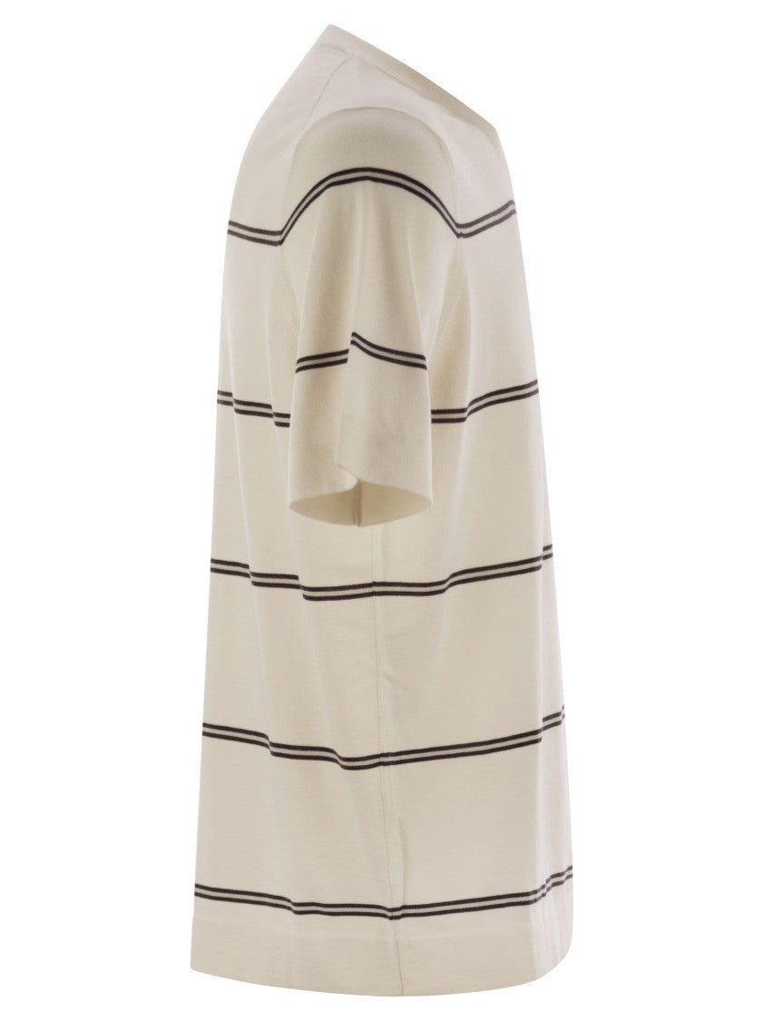 Brunello Cucinelli Lightweight Striped Cotton Knit T-Shirt