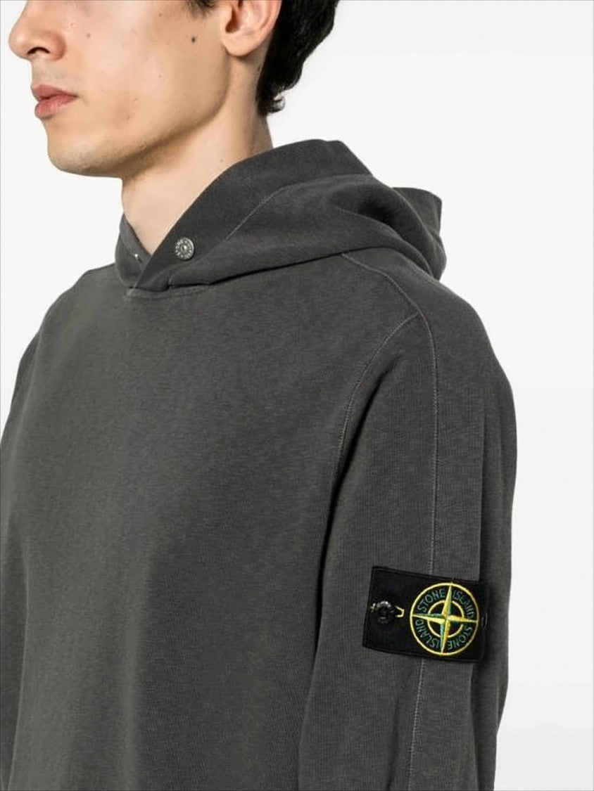 Stone Island Relaxed Fit Hooded Sweatshirt With Snap Button Details