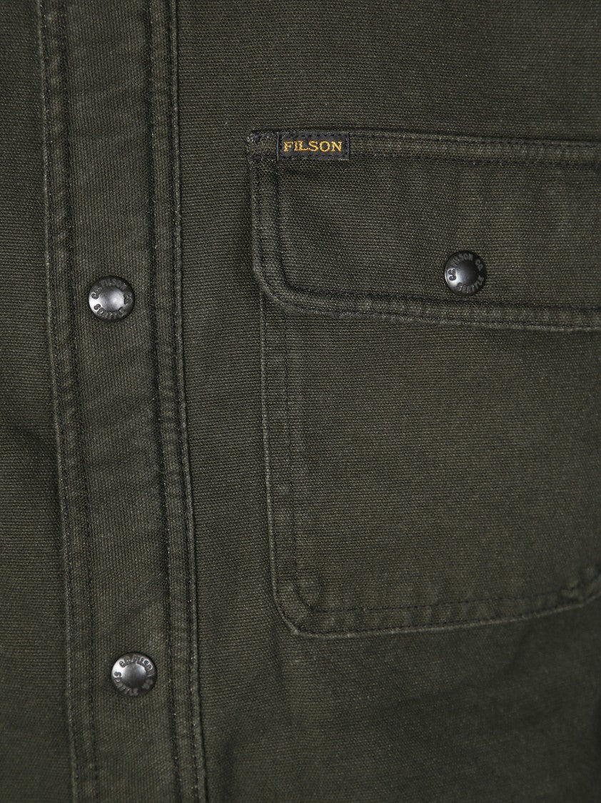 Filson Sturdy Canvas Jacket With Classic Collar And Utility Pockets
